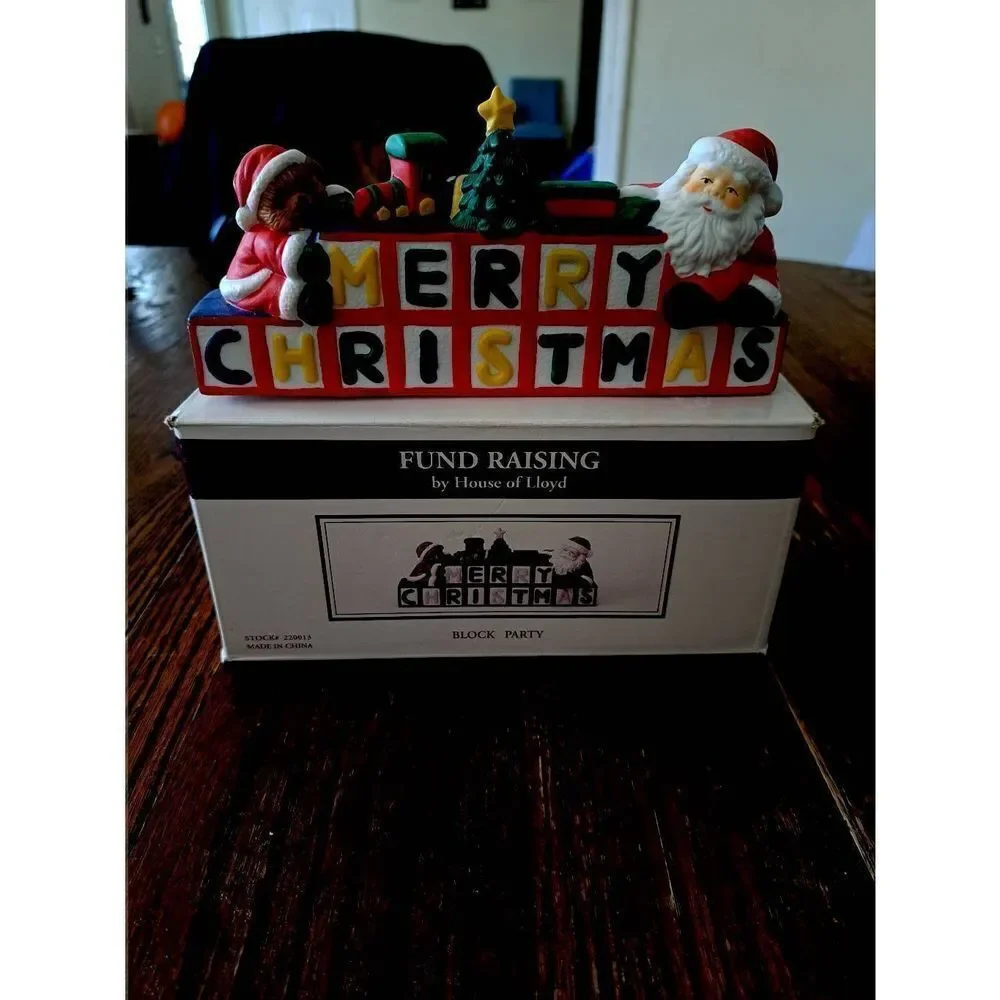 Vintage House of Lloyd Christmas Holiday Ceramic Santa Block Party Figurine